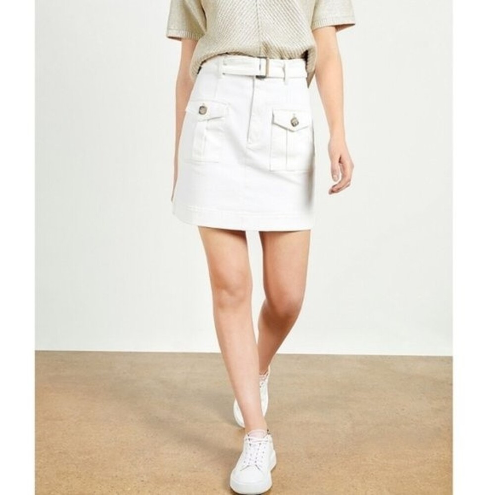 ted baker eriike cream utility denim mini skirt size 00